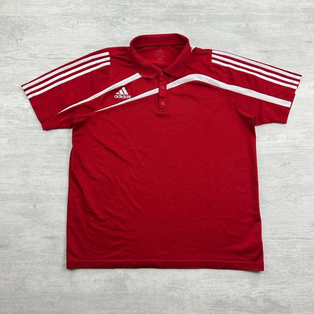 Adidas Climalite Polo Shirt Size XL‎ Red Golf Collared Logo Button